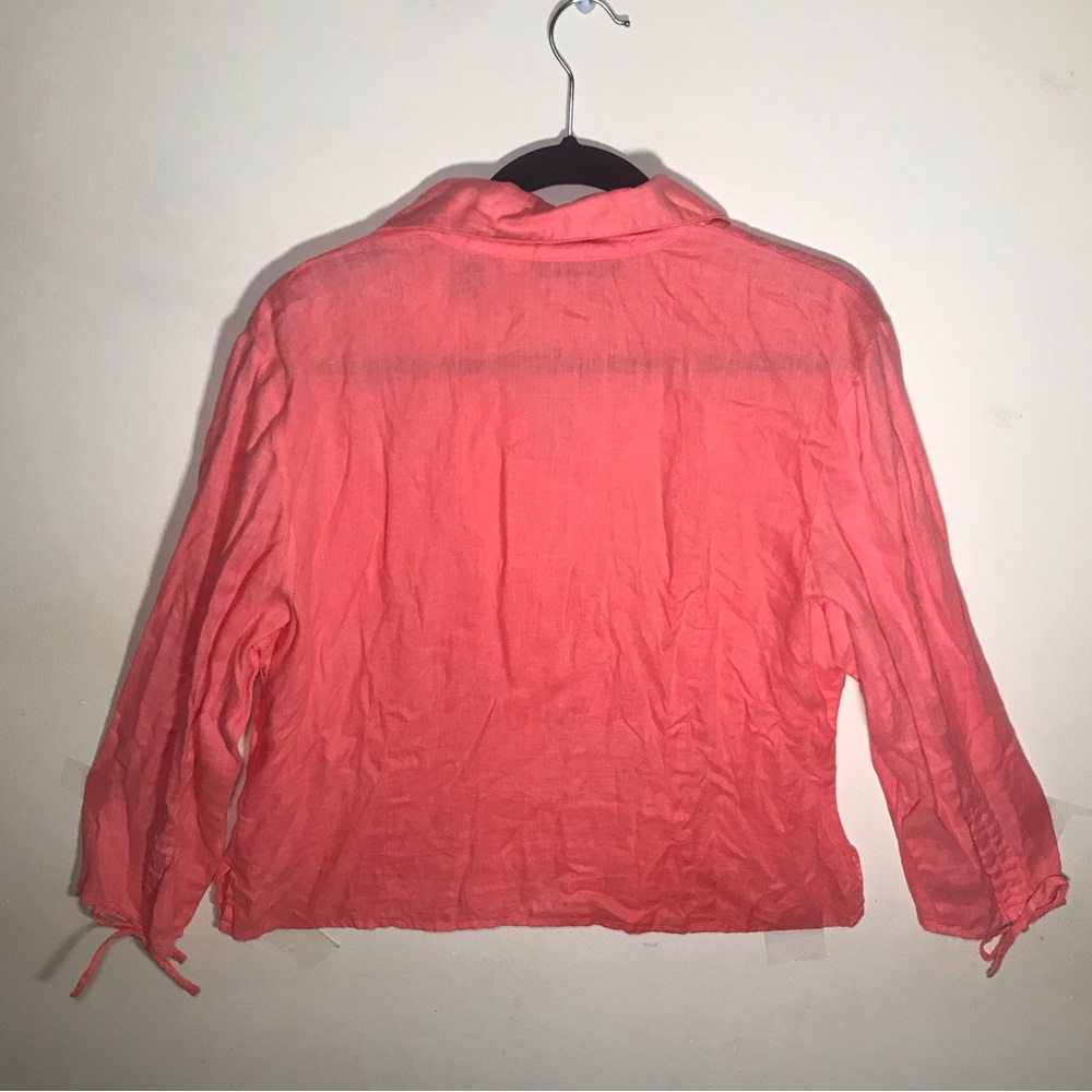 L linen valerie stevens pink embroidered embroidery beaded blouse shirt … - Picture 6 of 17